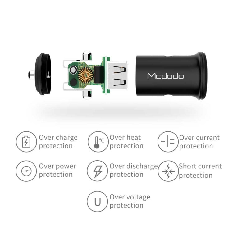 Mcdodo CC-3851 Dual USB Ports Smart Car Charger, For iPhone, iPad, Samsung, HTC, Sony, LG, Huawei, Lenovo, and other Smartphones or Tablet(Black) - Car Charger by Mcdodo | Online Shopping UK | buy2fix