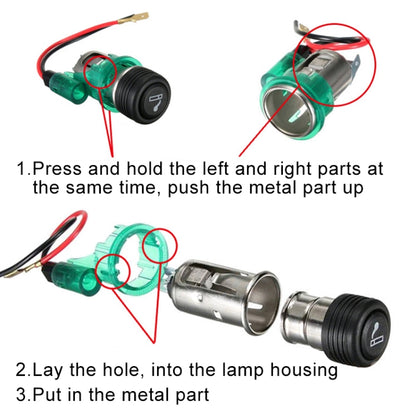 Car 10A 12V European Standard Cigarette Lighter Full Assembly with Light (Blue) - Cigar Socket by buy2fix | Online Shopping UK | buy2fix