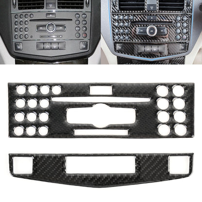 2 PCS Car CD Adjustment Frame Carbon Fiber Decorative Sticker for Mercedes-Benz W204, Right Driving - Car Interior Mouldings by buy2fix | Online Shopping UK | buy2fix