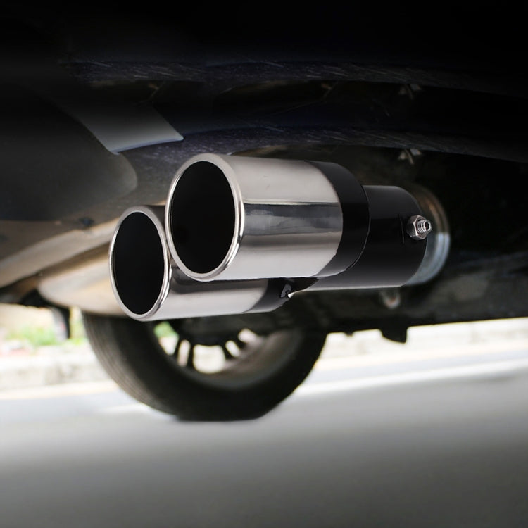 Universal Car Styling Stainless Steel Straight Double Outlets Exhaust Tail Muffler Tip Pipe(Black) - In Car by buy2fix | Online Shopping UK | buy2fix