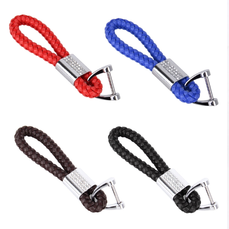 PU Leather Braided Strap Crystal Inlaid Keychain Keyring, Random Color Delivery - Key Rings by buy2fix | Online Shopping UK | buy2fix