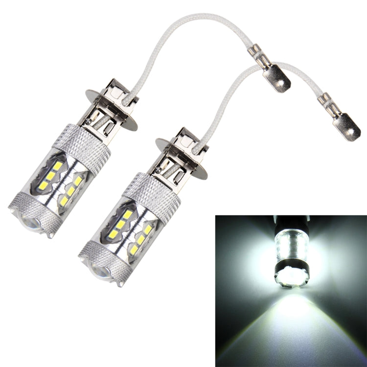 2 PCS H3 DC 12V 5W 250LM Auto Car Fog Lights with 16 SMD-2835 LED Bulbs (White Light) - Fog / Driving Lights by buy2fix | Online Shopping UK | buy2fix