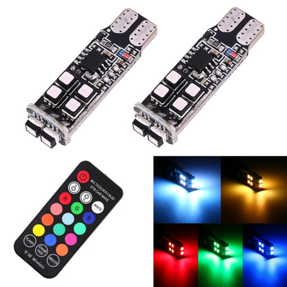 2 PCS W5W 194 T10 Multi Colors 10 SMD 3535 LED Car Clearance Light Marker Light with Remote Control, DC 12V - Clearance Lights by buy2fix | Online Shopping UK | buy2fix