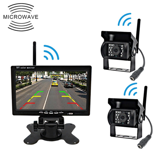 PZ-607-W1-2A Wireless Dual Cameras Rear View Camera Infrared Night Vision Rear View Parking Reversing System - In Car by buy2fix | Online Shopping UK | buy2fix