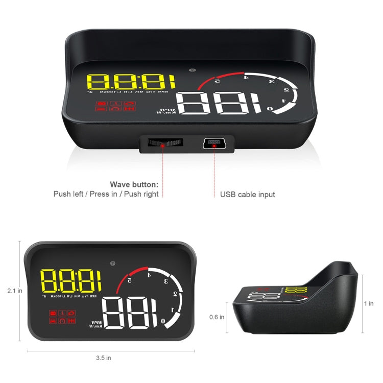 M10 3.5 inch Universal Car OBD2 HUD Vehicle-mounted Head Up Display (Yellow) - Head Up Display System by buy2fix | Online Shopping UK | buy2fix