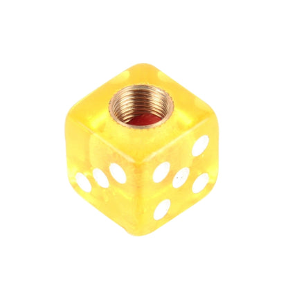 4 PCS Plastic Plated Dice Shape Universal Tire Valve Stem Cap(Yellow) - In Car by buy2fix | Online Shopping UK | buy2fix