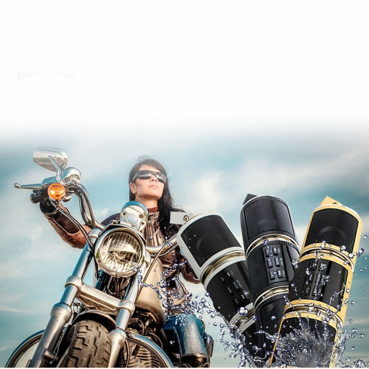 Motorcycle Waterproof Aluminum Shell Bluetooth Handle Stereo Speaker, Support BT/MP3/FM/TF(Gold) - Electrical Instruments by buy2fix | Online Shopping UK | buy2fix