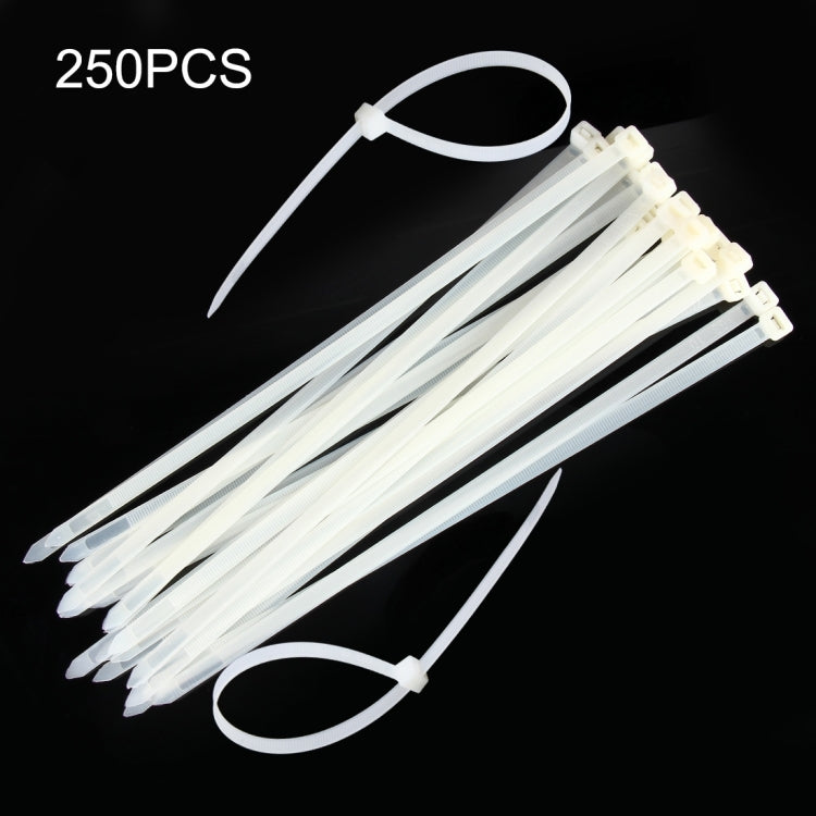 250 PCS 8mm*300mm Nylon Cable Ties(White) - In Car by buy2fix | Online Shopping UK | buy2fix