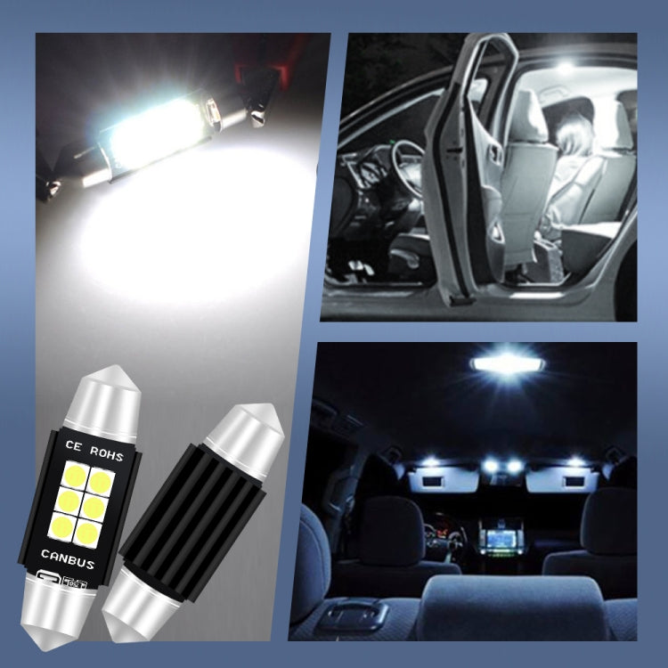 2 PCS 42mm DC12V-24V 3W 6000K 660LM 6LEDs SMD-3030 Car Reading Lamp / License Plate Light - In Car by buy2fix | Online Shopping UK | buy2fix