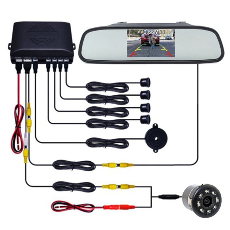 PZ604 170 Degree Car 4.3 inch Rearview Mirror Monitor with Round Camera - In Car by buy2fix | Online Shopping UK | buy2fix