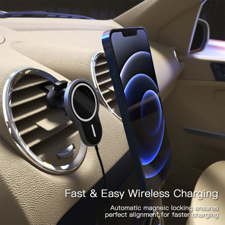 X6 Car Air Outlet Vent Mount Clamp Holder 15W Fast Charging Qi Magnetic Wireless Charger For iPhone 12 Series - In Car by buy2fix | Online Shopping UK | buy2fix