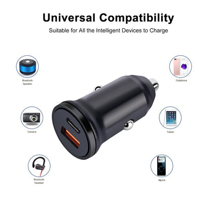 PD 20W USB-C / Type-C + QC 3.0 USB Interface Fast Charging Car Charger (Black) - Car Charger by buy2fix | Online Shopping UK | buy2fix