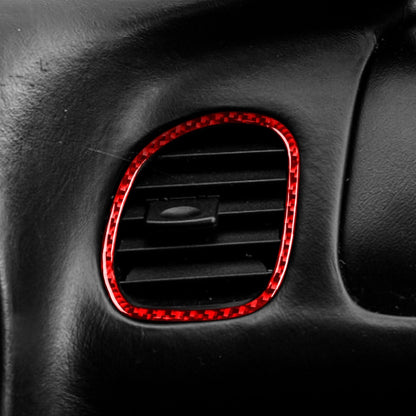 2 in 1 Carbon Fiber Car Front Passenger Seat Air Outlet Ring Sticker for Chevrolet Corvette C5 1998-2004, Left Drive(Red) - In Car by buy2fix | Online Shopping UK | buy2fix