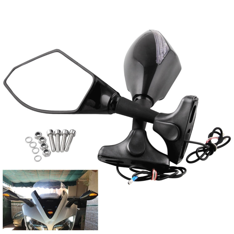 Motorcycle Modified Rear View Mirror Set with Light for Kawasaki - Side Mirrors by buy2fix | Online Shopping UK | buy2fix