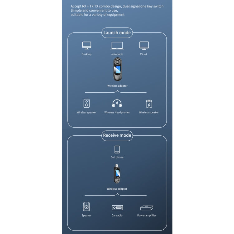 T-13 Bluetooth 5.0 LCD Digital Display Bluetooth Adapter Receiver Transmitter(Black) -  by buy2fix | Online Shopping UK | buy2fix