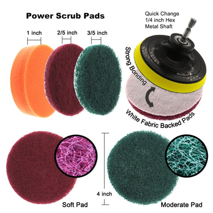 14 in 1 4 inch Sponge Scouring Pad Floor Wall Window Glass Cleaning Descaling Electric Drill Brush Head Set, Random Color Delivery - Home & Garden by buy2fix | Online Shopping UK | buy2fix