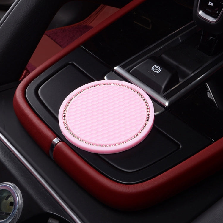 2 PCS Car Diamond Anti-skid Soft Rubber Water Cup Mat(Pink) - In Car by buy2fix | Online Shopping UK | buy2fix