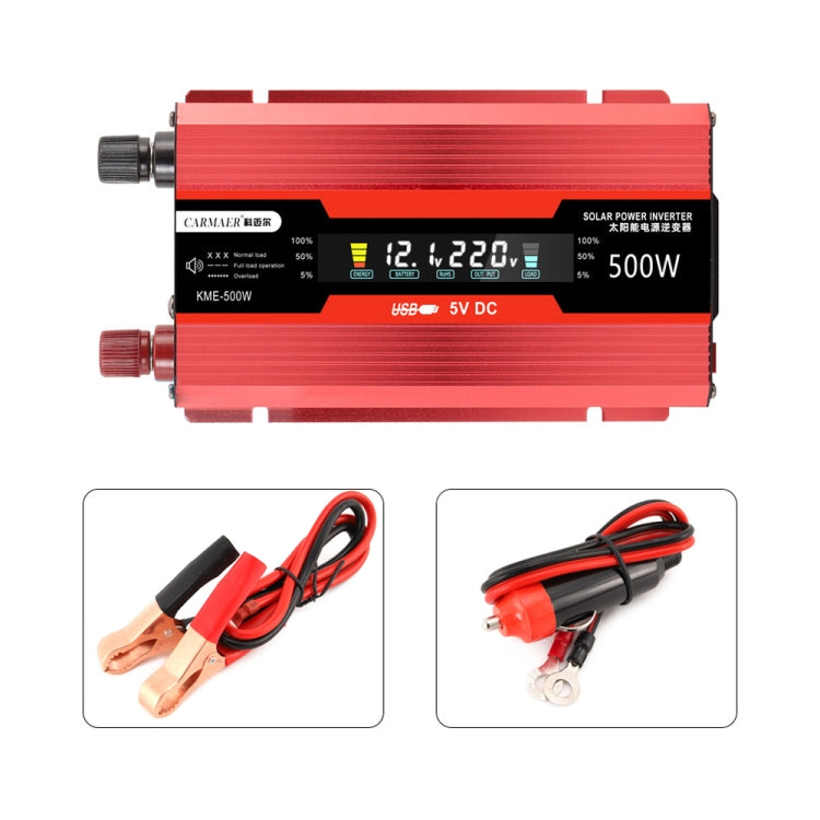 Carmaer US Plug 12V to 110V 500W Car LCD Display Inverter Household Power Converter - In Car by buy2fix | Online Shopping UK | buy2fix