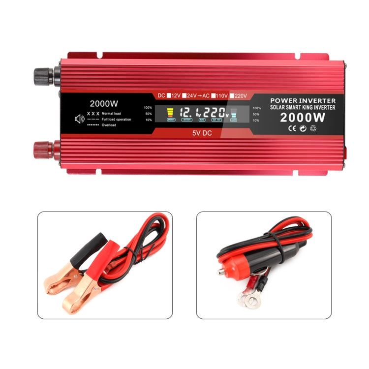 Carmaer Universal 24V to 220V 2000W Car LCD Display Inverter Household Power Converter - In Car by buy2fix | Online Shopping UK | buy2fix