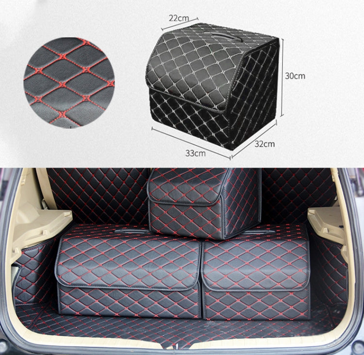 Car Trunk Foldable Storage Box, Rhombic Grid Small Size: 33 x 32 x 30cm (Black Red) - In Car by buy2fix | Online Shopping UK | buy2fix