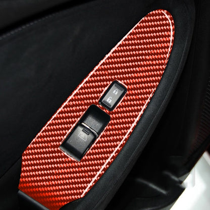 2 in 1 Car Carbon Fiber Window Lift Panel Decorative Sticker for Nissan 370Z / Z34 2009-, Right Drive Low-configured (Red) - In Car by buy2fix | Online Shopping UK | buy2fix