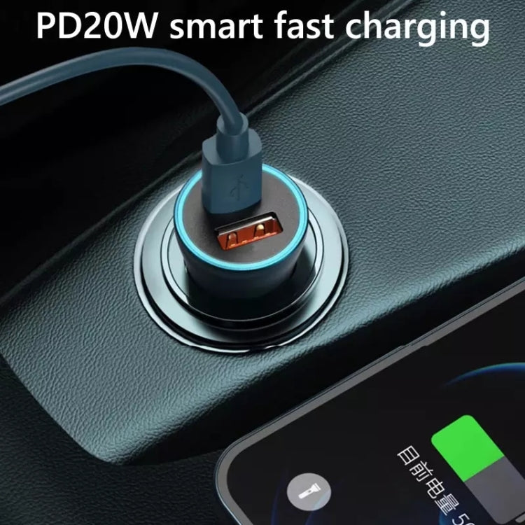 2pcs PD 20W Aluminum Alloy Dual Interface Car Fast Charger (Grey) - In Car by buy2fix | Online Shopping UK | buy2fix