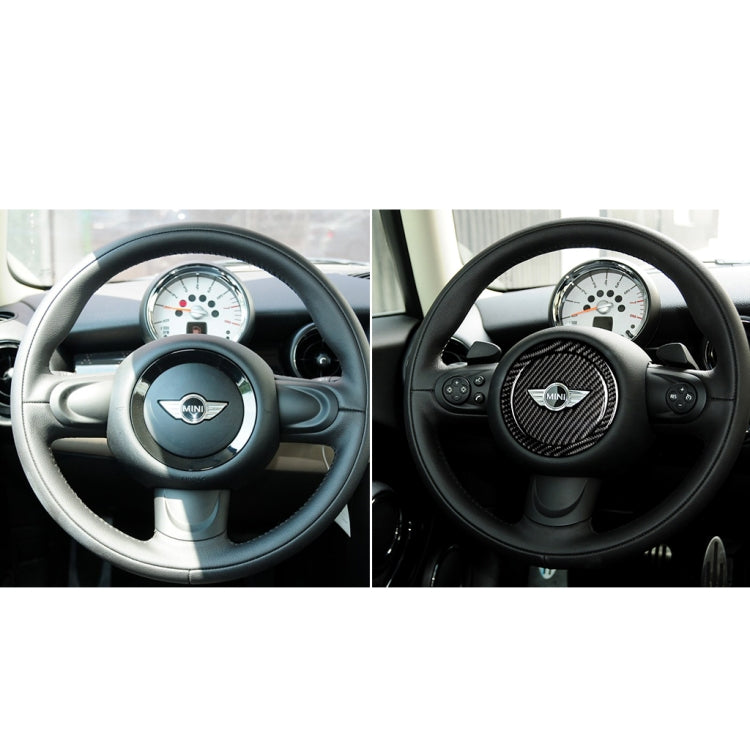 2 PCS Car Steering Wheel R Chassis Carbon Fiber Decorative Sticker for BMW MINI R55 / R56 / Countryman R60 / Paceman R61 -  by buy2fix | Online Shopping UK | buy2fix