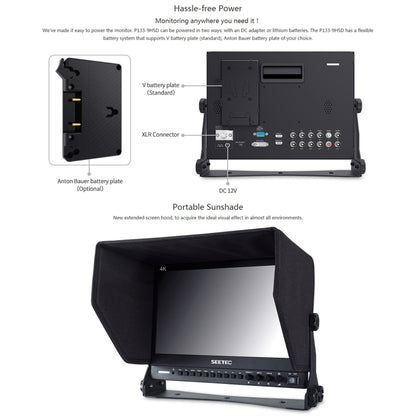 SEETEC P133-9HSD 1920x1080 13.3 inch Broadcast Level Full HD Media Film Camera Field Monitor - Camera Accessories by SEETEC | Online Shopping UK | buy2fix