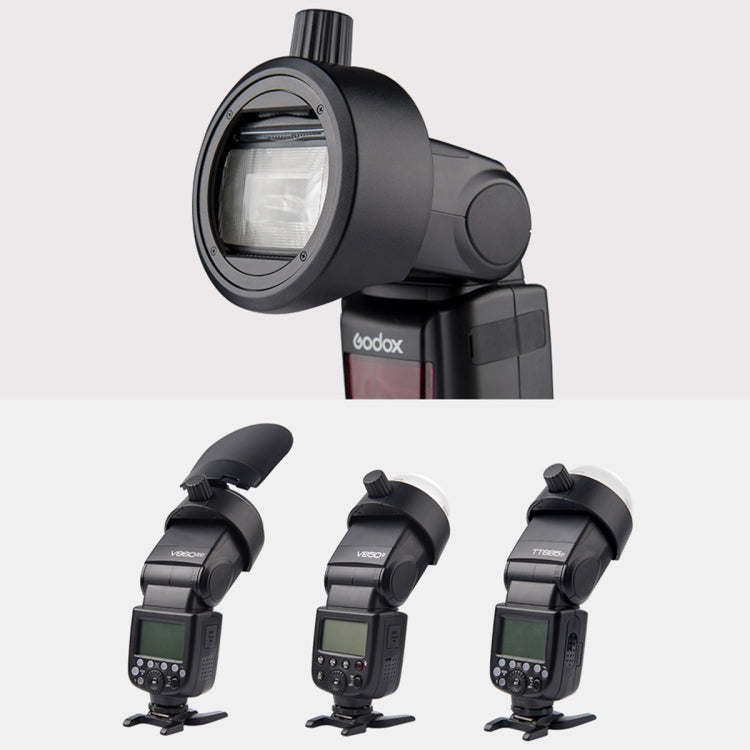 Godox S-R1 Flash Speedlite Round Shape Adapter for Godox TT685 / V860II / V350 / TT600(Black) - Camera Accessories by Godox | Online Shopping UK | buy2fix