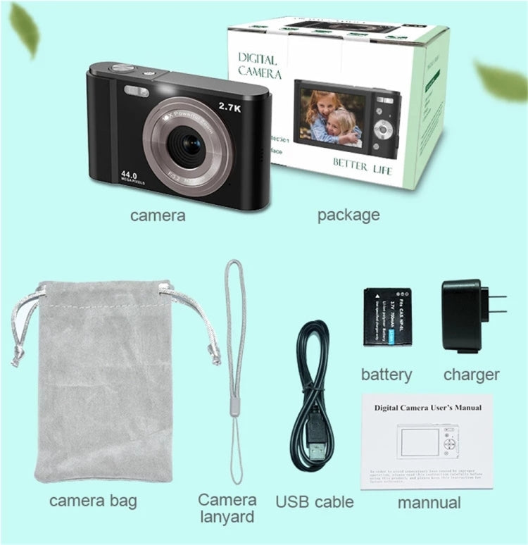 DC302 2.88 inch 44MP 16X Zoom 2.7K Full HD Digital Camera Children Card Camera, UK Plug (Silver) - Consumer Electronics by buy2fix | Online Shopping UK | buy2fix