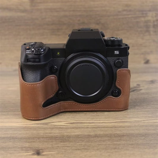 For Fujifilm XH2S 1/4 inch Thread PU Leather Camera Half Case Base (Coffee) - Camera Accessories by buy2fix | Online Shopping UK | buy2fix