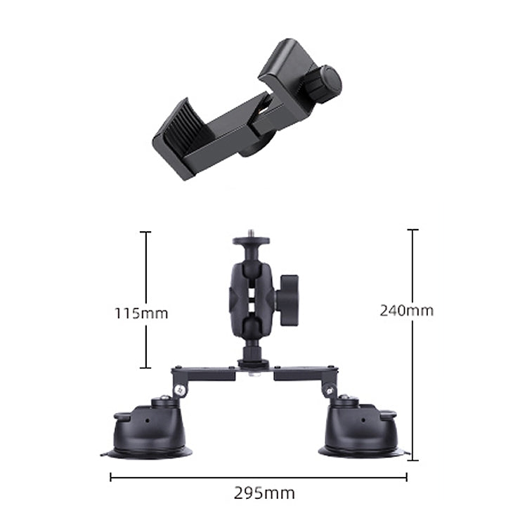 Dual-leg Suction Cup Connecting Rod Arm Phone Clamp Mount(Black) - DJI & GoPro Accessories by buy2fix | Online Shopping UK | buy2fix