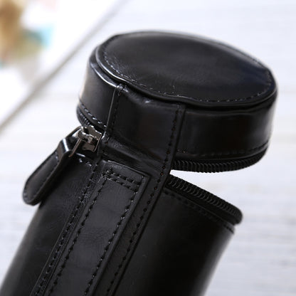 Small Lens Case Zippered PU Leather Pouch Box for DSLR Camera Lens, Size: 11x8x8cm(Black) - Camera Accessories by buy2fix | Online Shopping UK | buy2fix