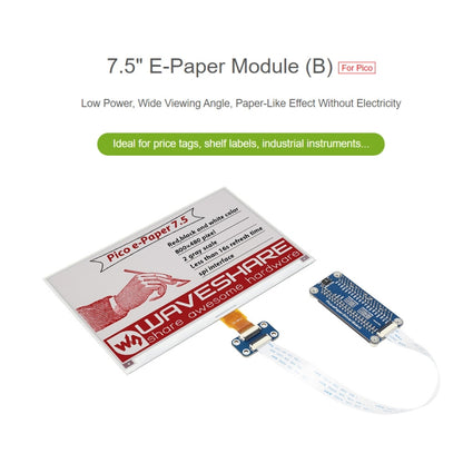 Waveshare 7.5 inch 800x480 Pixel Red Black White E-Paper E-Ink Display Module (B) for Raspberry Pi Pico, SPI Interface - Modules Expansions Accessories by WAVESHARE | Online Shopping UK | buy2fix