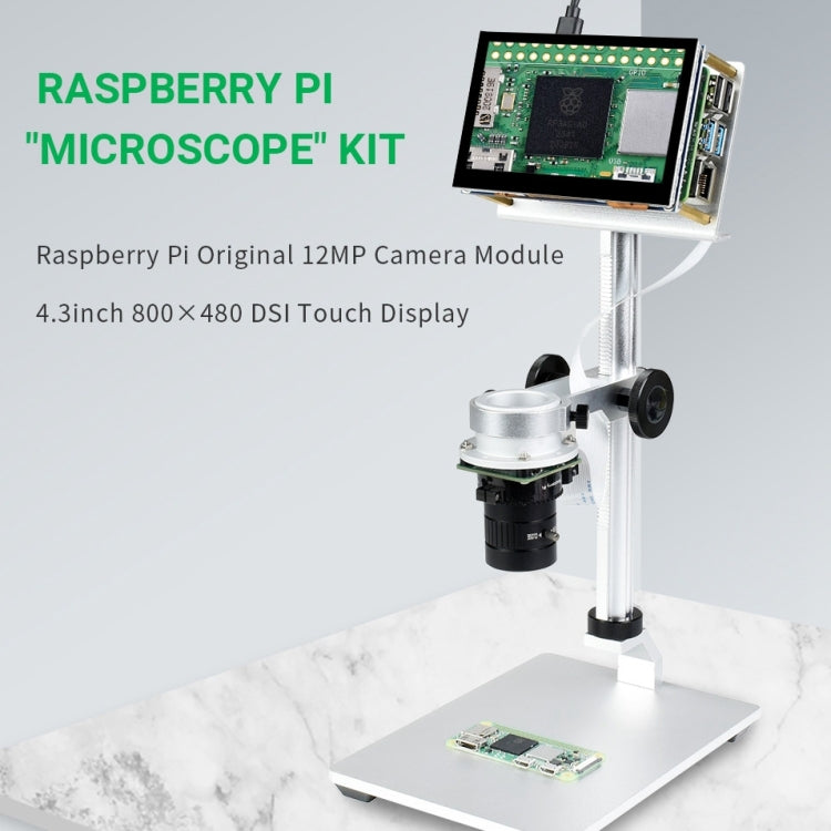 Waveshare 4.3 inch Screen Raspberry Pi Microscope Kit 12MP Camera Module with Bracket, US Plug - Modules Expansions Accessories by WAVESHARE | Online Shopping UK | buy2fix