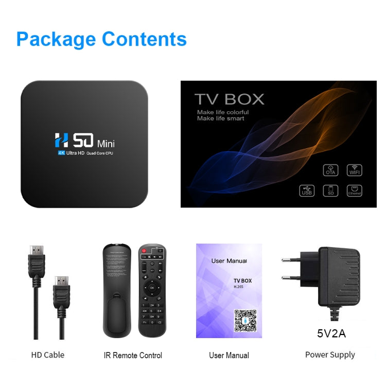 H50 Mini 4K Smart Network TV Box, Android 10.0, RK3318 Quad Core, 2GB+16GB, UK Plug - Consumer Electronics by buy2fix | Online Shopping UK | buy2fix