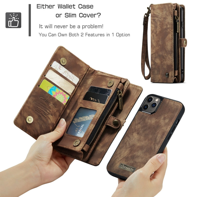 For iPhone 11 Pro Max CaseMe-008 Detachable Multifunctional Horizontal Flip Leather Case with Card Slot & Holder & Zipper Wallet & Photo Frame (Brown) - iPhone 11 Pro Max Cases by CaseMe | Online Shopping UK | buy2fix