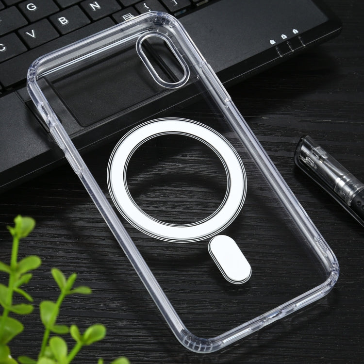 For iPhone XS Max Magsafe Case Simple Magnetic Ring All-inclusive Clear Crystal Acrylic PC +TPU Shockproof Case(Transparent) - More iPhone Cases by buy2fix | Online Shopping UK | buy2fix