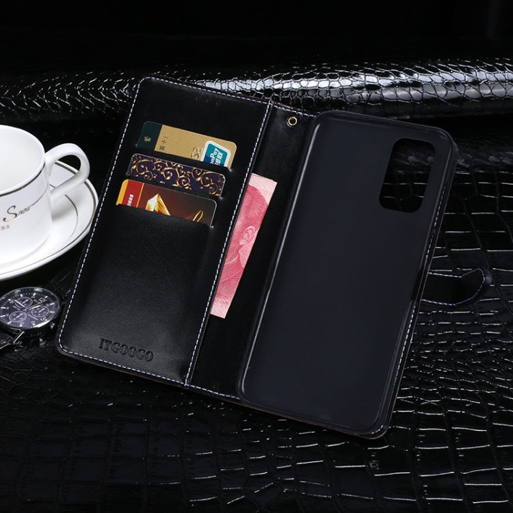 For OPPO Reno5 5G idewei Crocodile Texture Horizontal Flip Leather Case with Holder & Card Slots & Wallet(Black) - OPPO Cases by idewei | Online Shopping UK | buy2fix