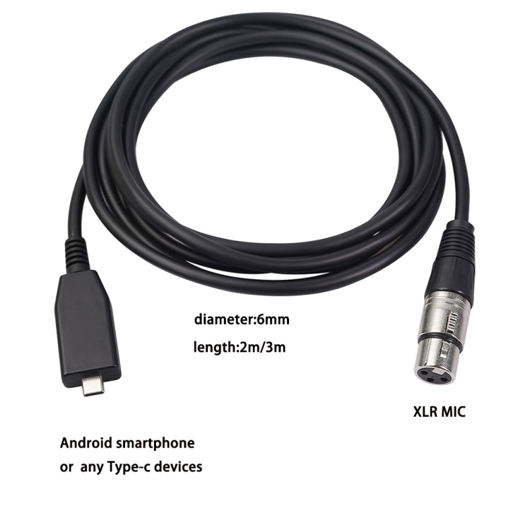 TY18 USB-C / Type-C Male to Cannon Female Microphone Recording Cable, Cable Length:2m - Consumer Electronics by buy2fix | Online Shopping UK | buy2fix