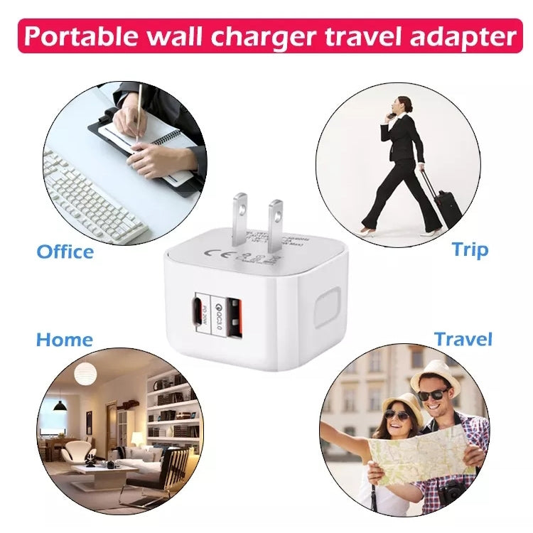 YSY-6087 20W PD + QC 3.0 Dual Ports Travel Charger Power Adapter, US Plug - Apple Accessories by buy2fix | Online Shopping UK | buy2fix