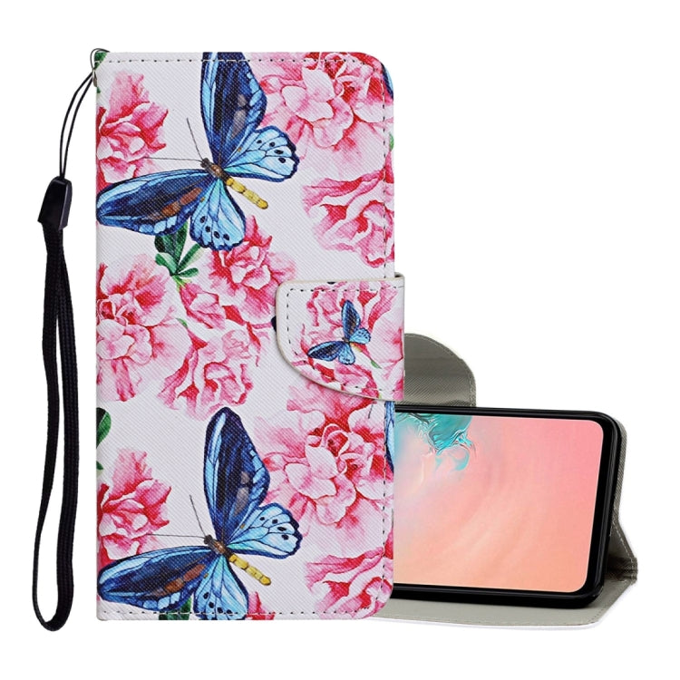 For Samsung Galaxy A12 Colored Drawing Pattern Horizontal Flip Leather Case with Holder & Card Slots & Wallet & Lanyard(Dragonfly Flower) - Samsung Accessories by buy2fix | Online Shopping UK | buy2fix