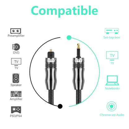 EMK OD6.0mm 3.5mm Digital Sound Toslink to Mini Toslink Digital Optical Audio Cable, Length:1m -  by EMK | Online Shopping UK | buy2fix
