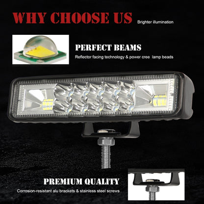 2 PCS Car 6 inch Dual-row Mixed Light Strip Lamp Floodlight & Spotlight Work Light - In Car by buy2fix | Online Shopping UK | buy2fix