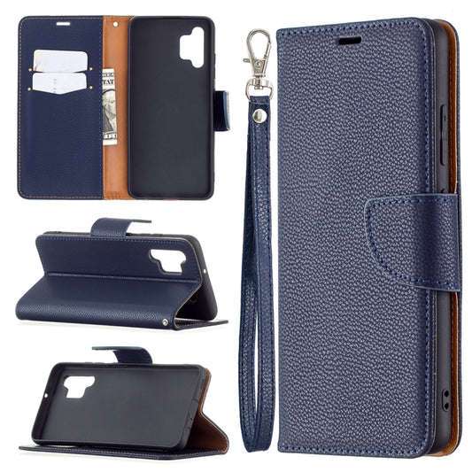 For Samsung Galaxy A32 4G Litchi Texture Pure Color Horizontal Flip Leather Case with Holder & Card Slots & Wallet & Lanyard(Dark Blue) - Samsung Accessories by buy2fix | Online Shopping UK | buy2fix