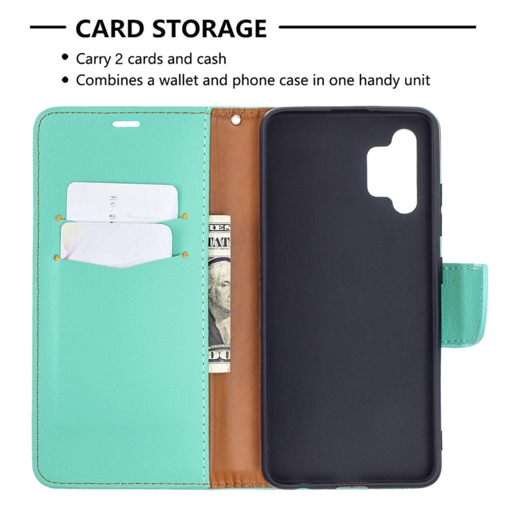 For Samsung Galaxy A32 4G Litchi Texture Pure Color Horizontal Flip Leather Case with Holder & Card Slots & Wallet & Lanyard(Green) - Samsung Accessories by buy2fix | Online Shopping UK | buy2fix