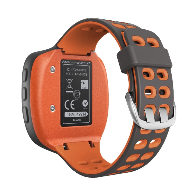 For Garmin Forerunner 310XT Two-color Silicone Watch Band(Grey Orange) - Smart Wear by buy2fix | Online Shopping UK | buy2fix