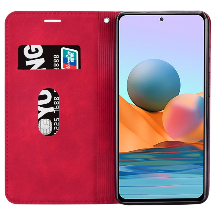 For Xiaomi Redmi Note 10 Pro Frosted Business Magnetic Horizontal Flip PU Leather Case with Holder & Card Slot & Lanyard(Red) - Xiaomi Accessories by buy2fix | Online Shopping UK | buy2fix