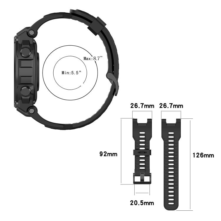 For Amazfit T-Rex Pro / Amazfit T-Rex Silicone Watch Band with Dismantling Tools, One Size(Black) - Watch Bands by buy2fix | Online Shopping UK | buy2fix