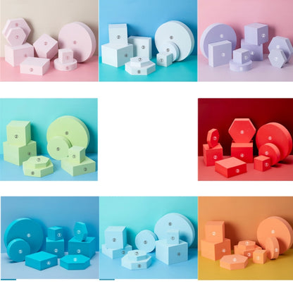 8 in 1 Different Sizes Geometric Cube Solid Color Photography Photo Background Table Shooting Foam Props(Light Blue) - Camera Accessories by buy2fix | Online Shopping UK | buy2fix